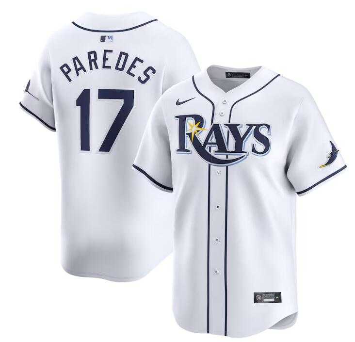 Men's Tampa Bay Rays #17 Isaac Paredes White Home Limited Stitched Baseball Jersey Dzhi